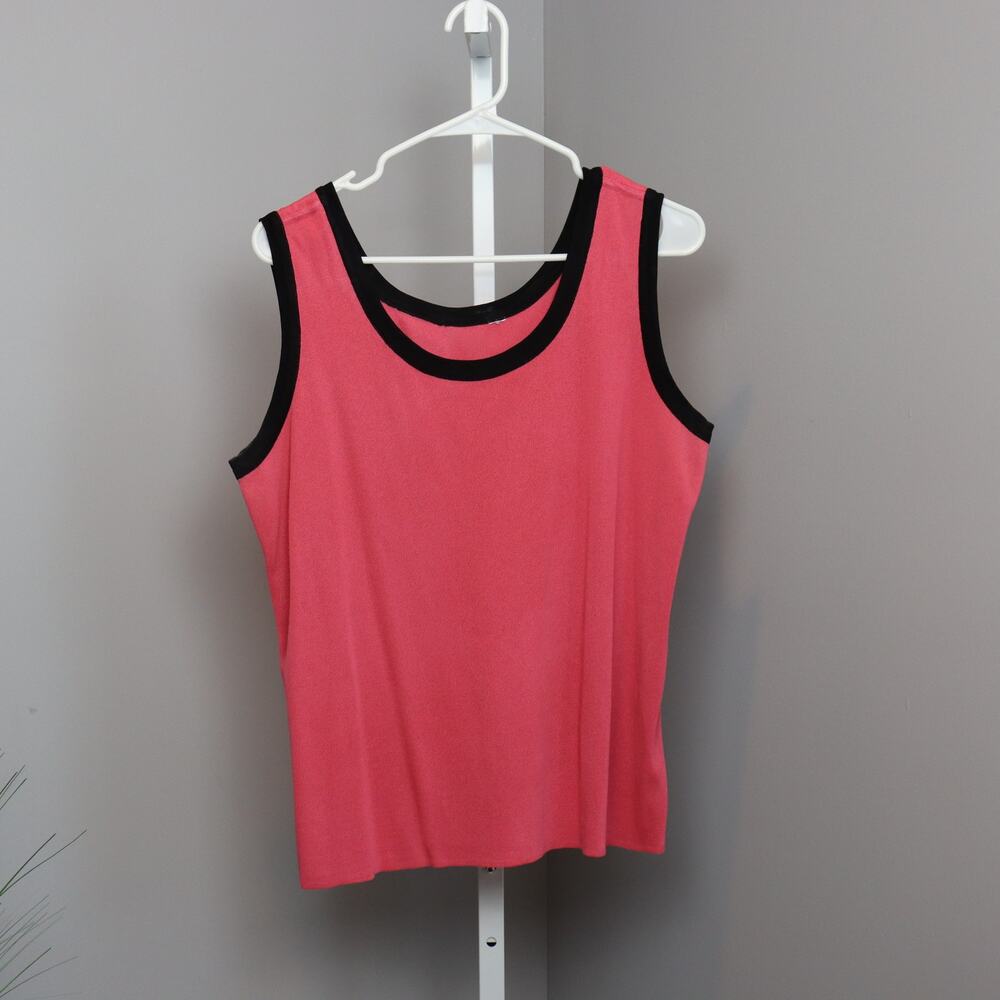 Pink Tank Top Black Trim‎ Sleeveless Knit M
